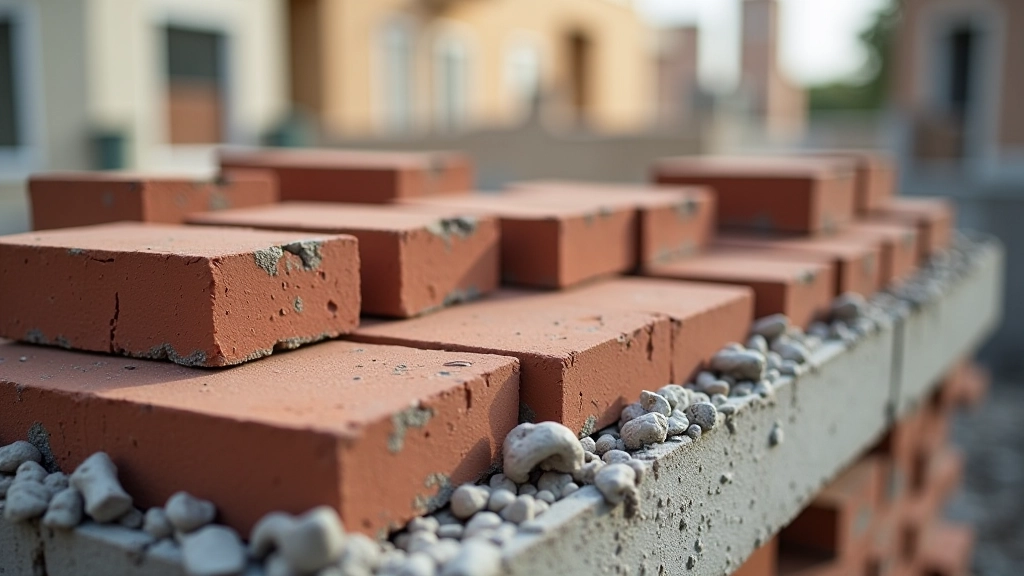 Baustelle mit Materialien, Ziegeln und Baustoffen, die auf einen Anstieg der Baupreise hindeuten